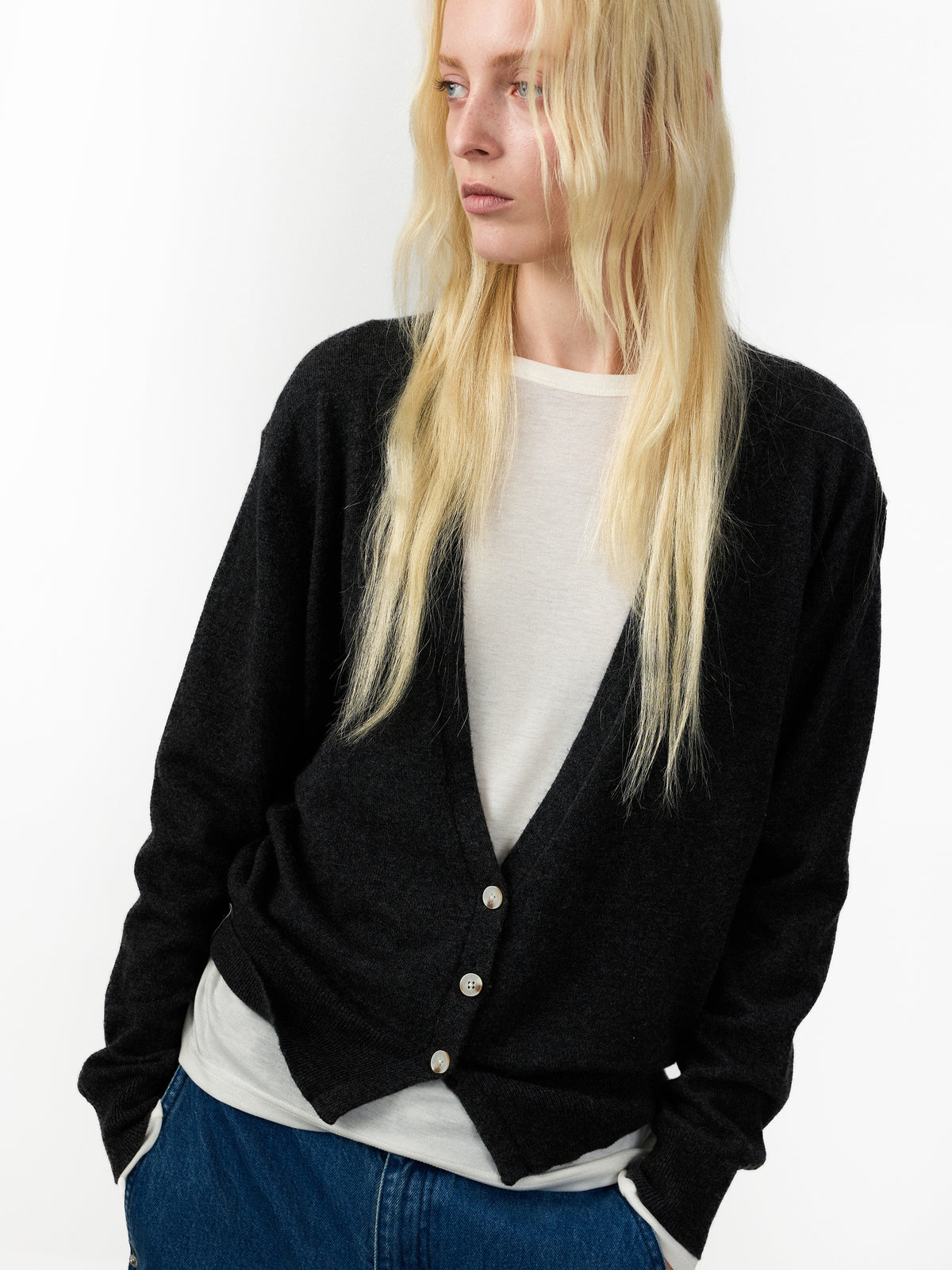 CUBIC 100% Wool V Neck Cardigan-10