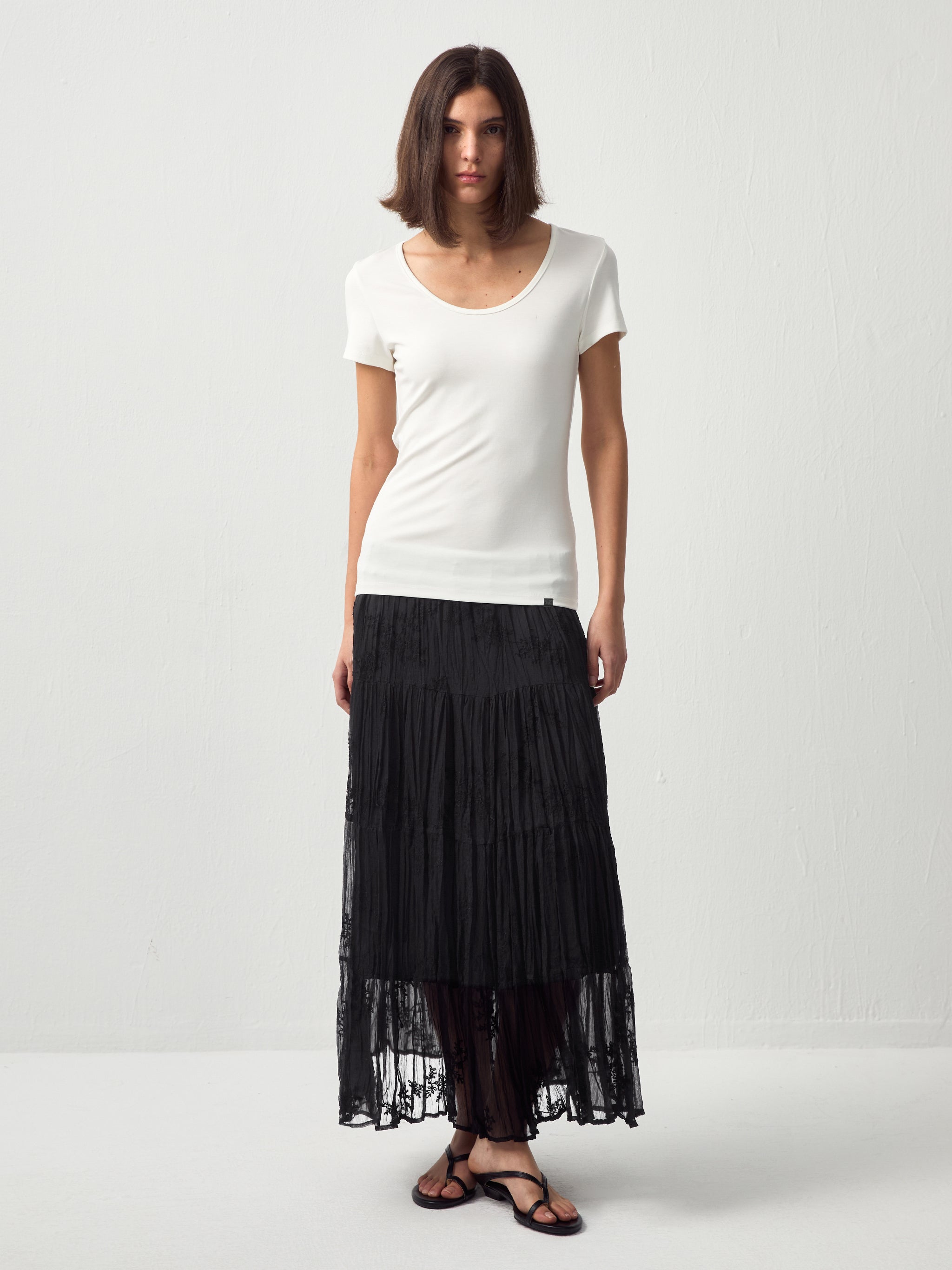 CUBIC Textured A-Line Embroidered Skirt(Pre order: 7 days)-10