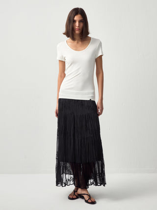 CUBIC Textured A-Line Embroidered Skirt(Pre order: 7 days)