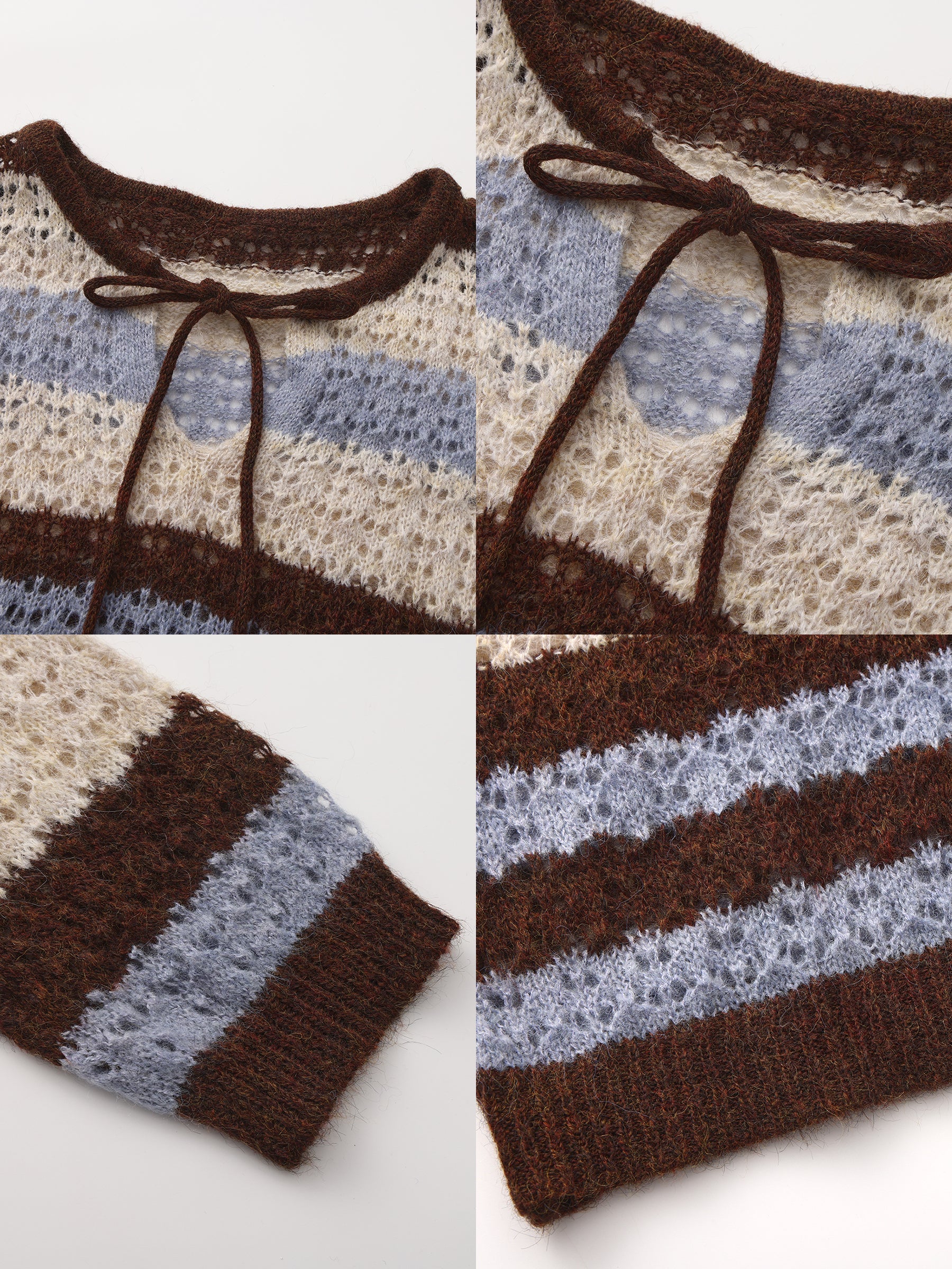 Striped Colour-Block Open-Knit Sweater-9