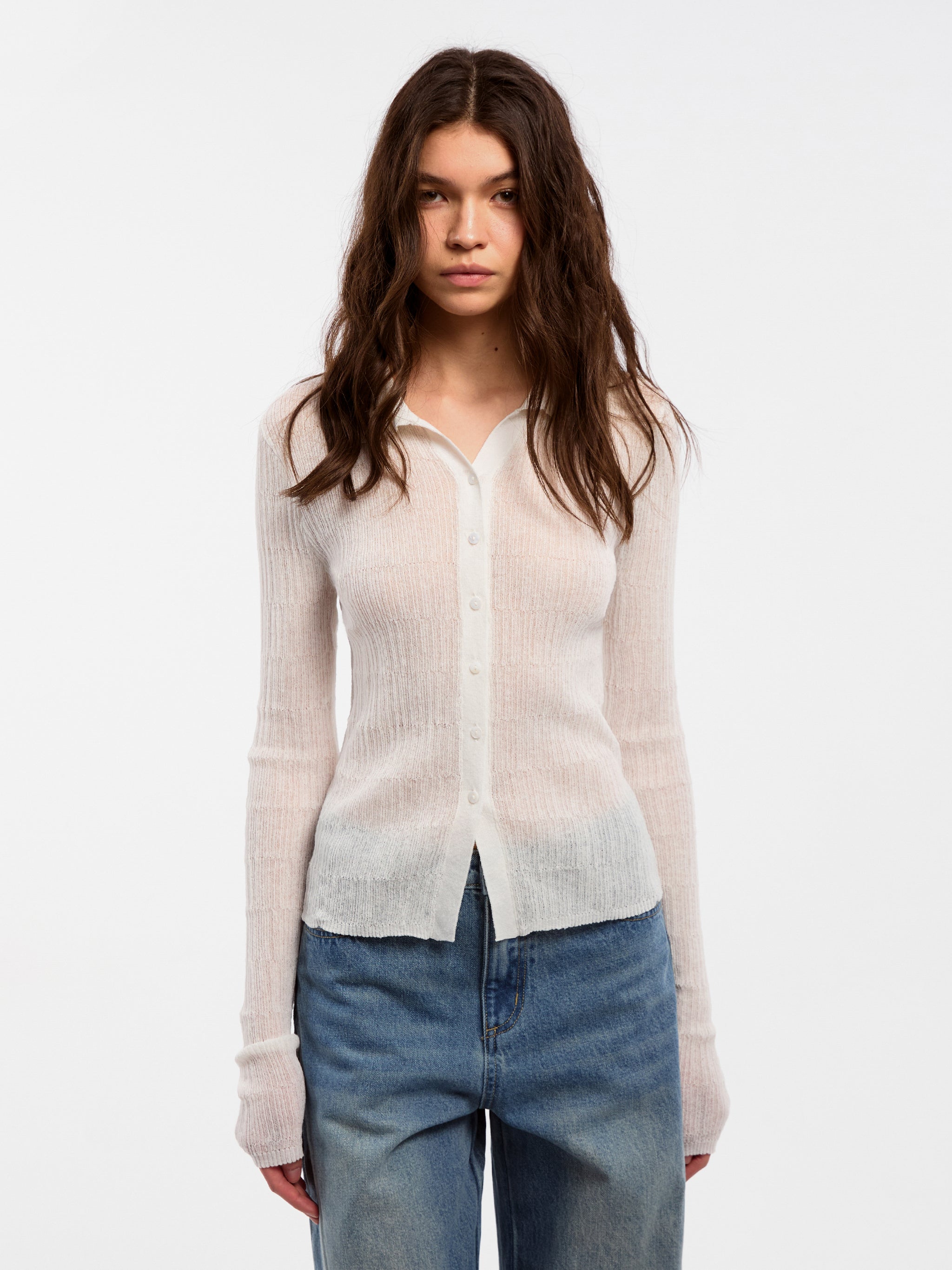 CUBIC Linen Collared Long-Sleeved Knit Sweater-10