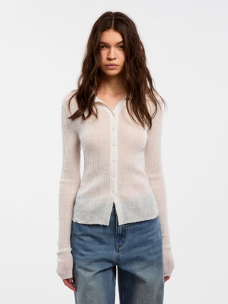 CUBIC Linen Collared Long-Sleeved Knit Sweater