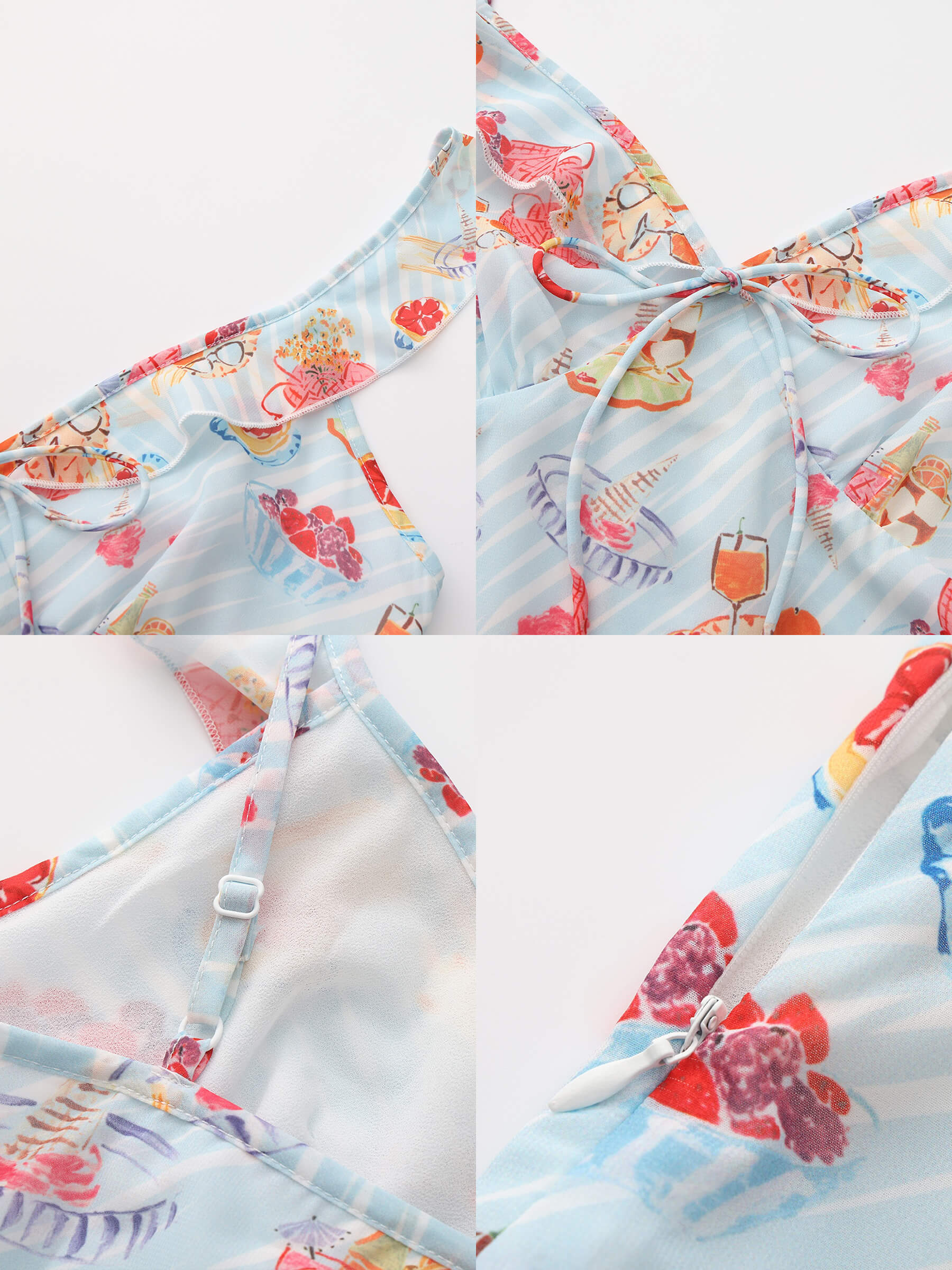 V-Neck Floral Ruffle Tie-Detail Slim Dress-9