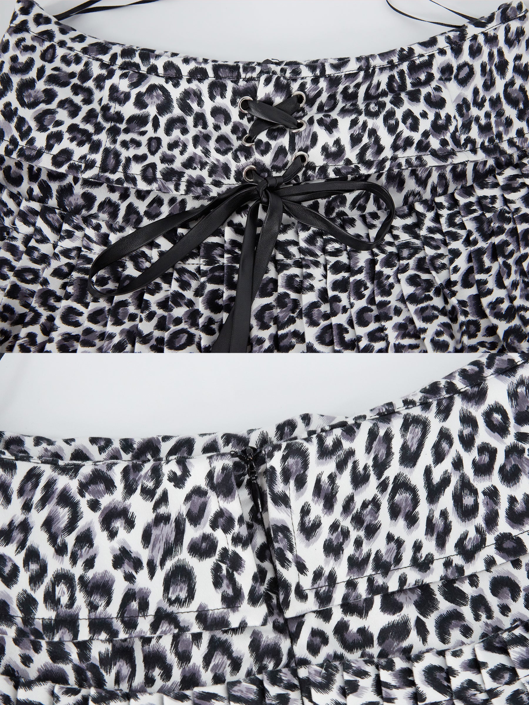 100% Cotton Leopard Print A-Line Skirt-9