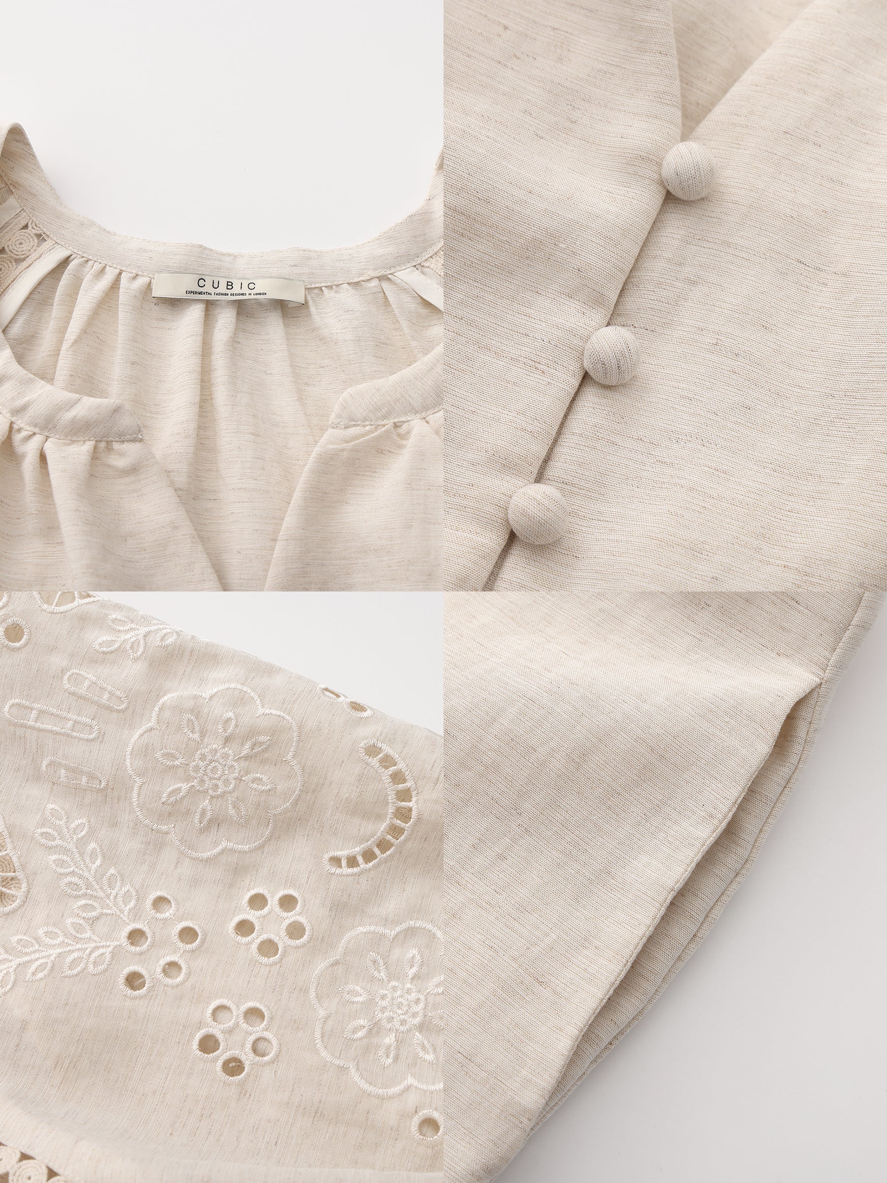 Loose-Fit Eyelet Embroidered Short-Sleeve Dress-9