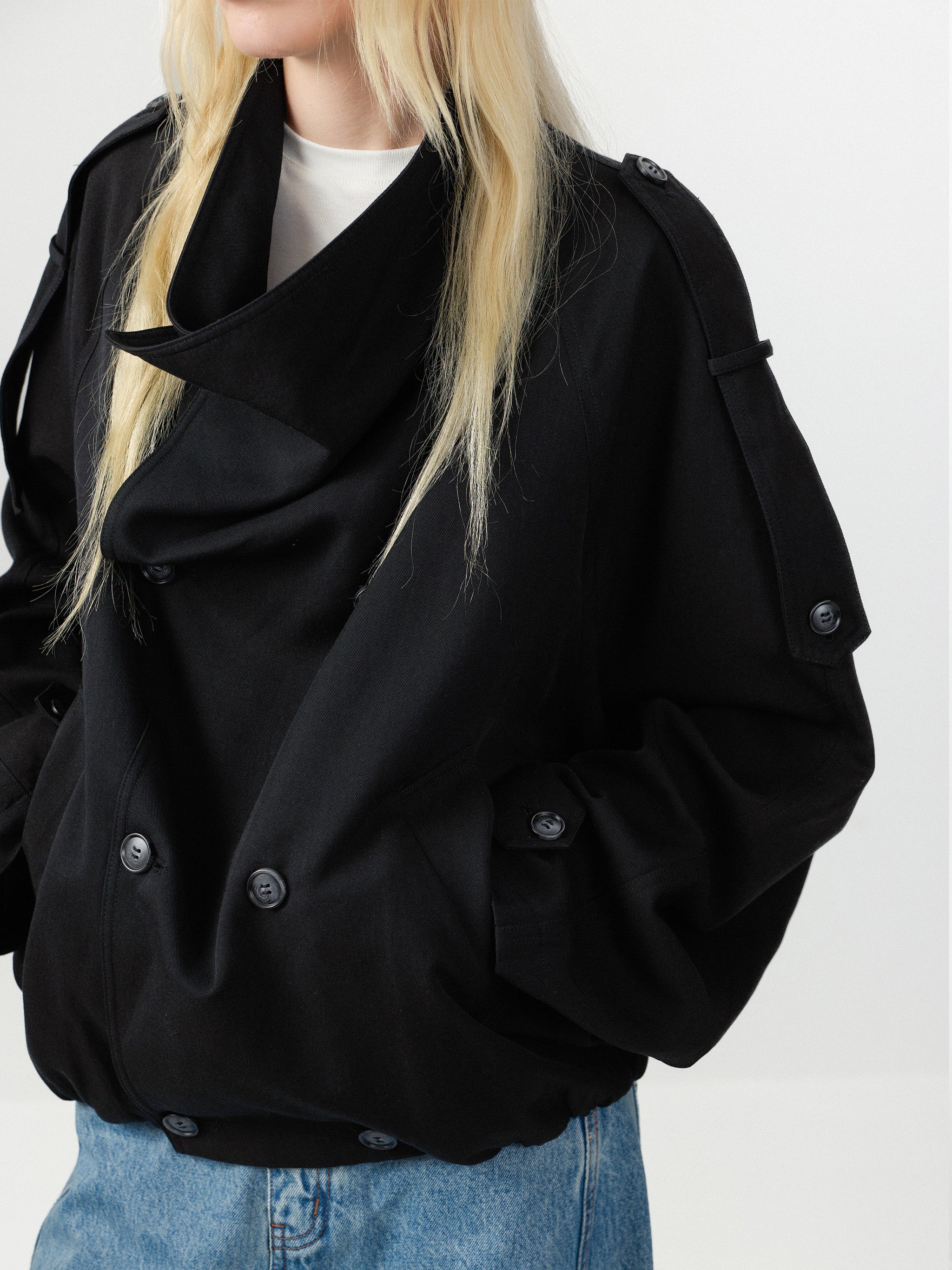 CUBIC Draped Collar Wrap Oversized Coat-10