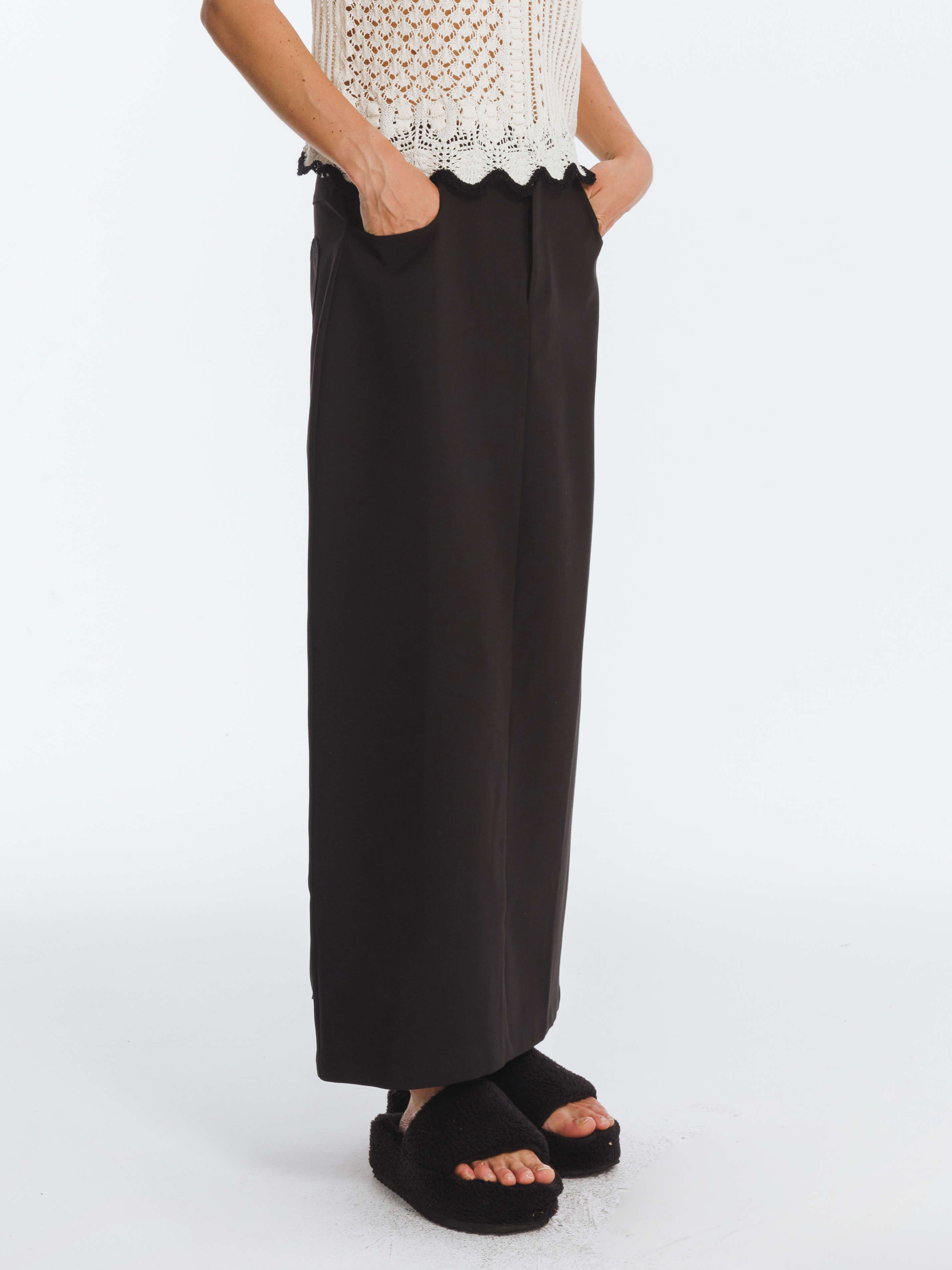 High Waist Long skirt with Back Slit-11