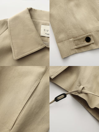 Cropped Drawstring Trench Coat