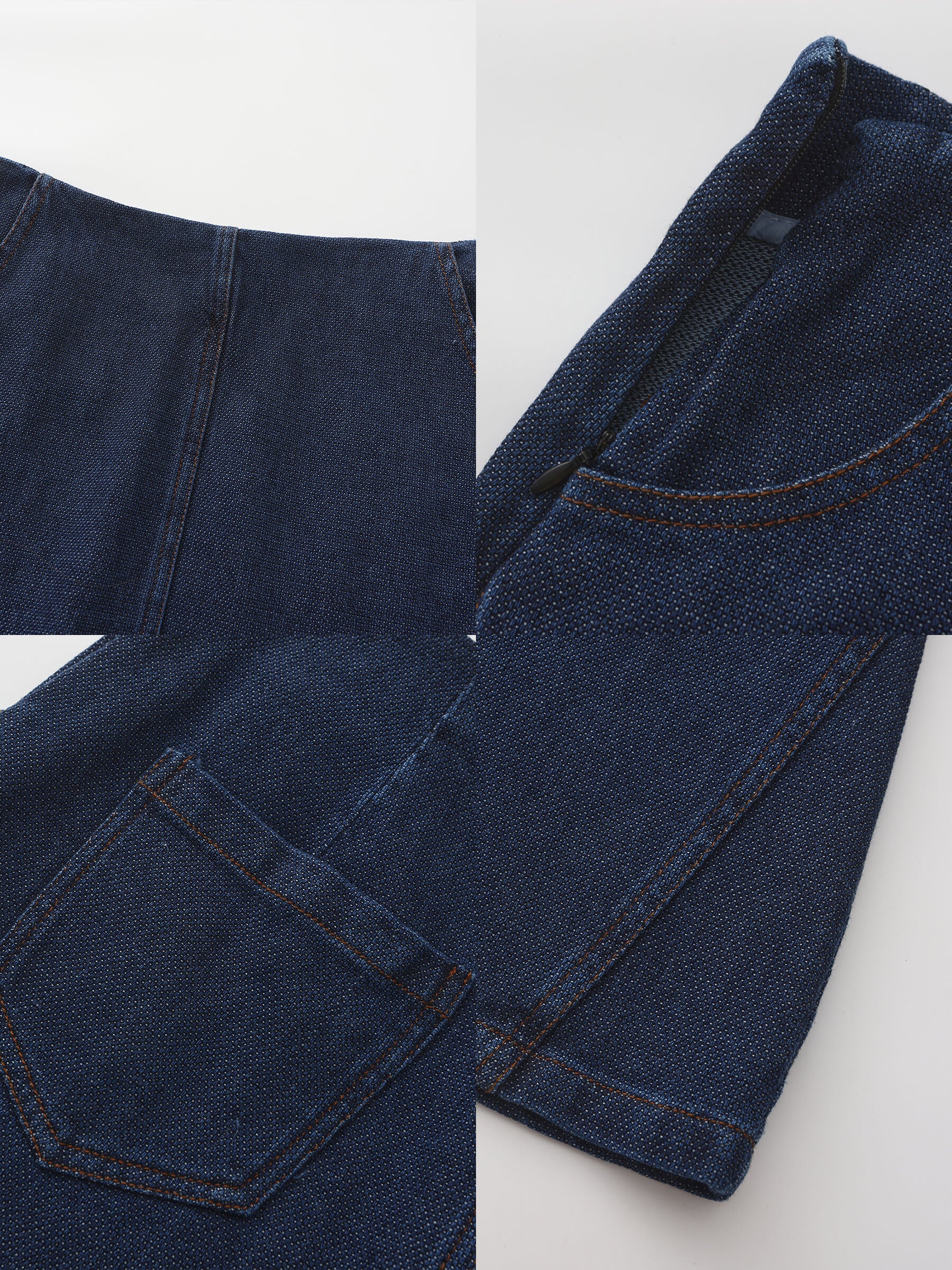 Retro A-line Denim Skirt without Waistband-10