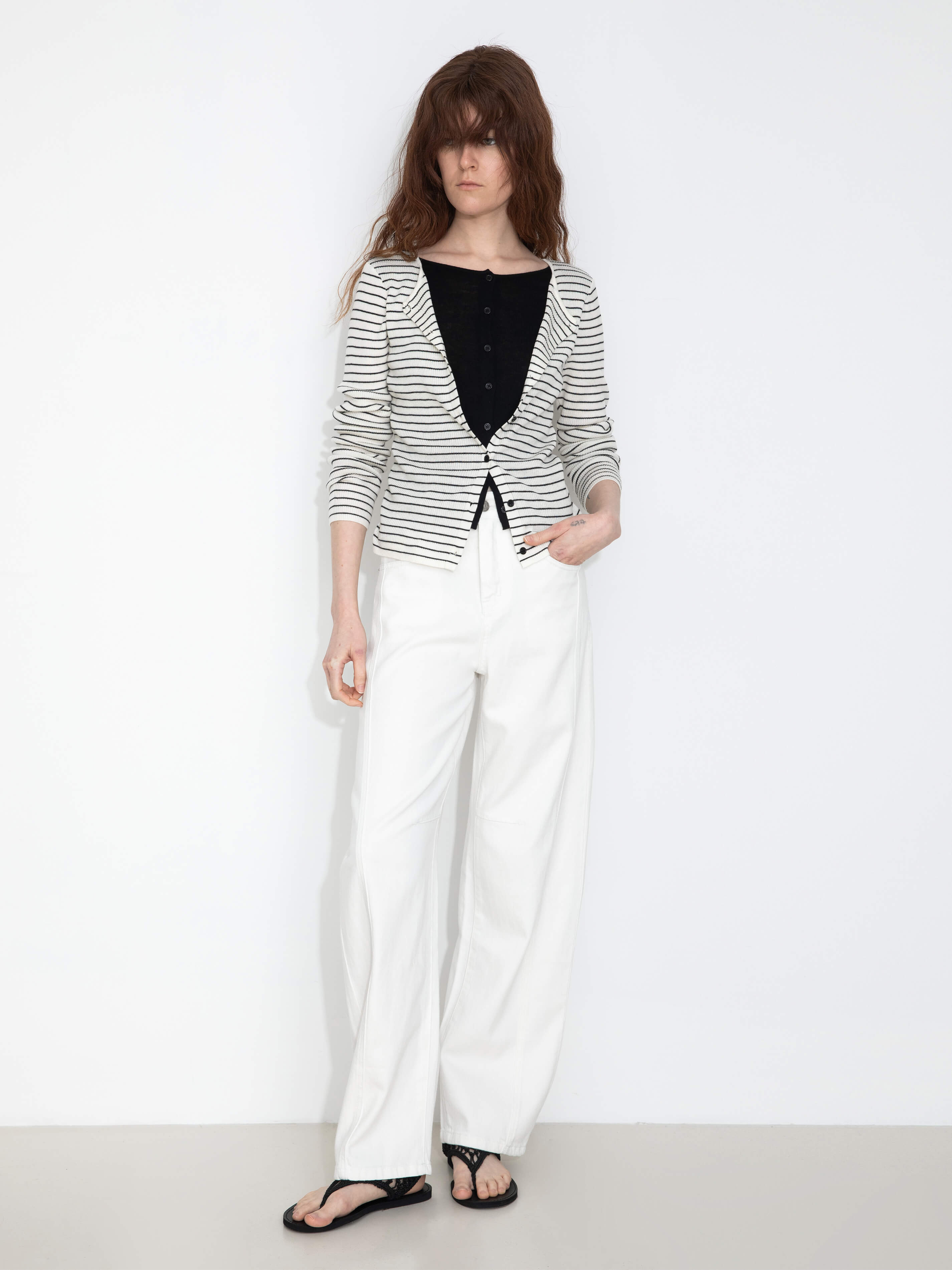 Slim-Fit Long Sleeve Layered Knit Cardigan-10