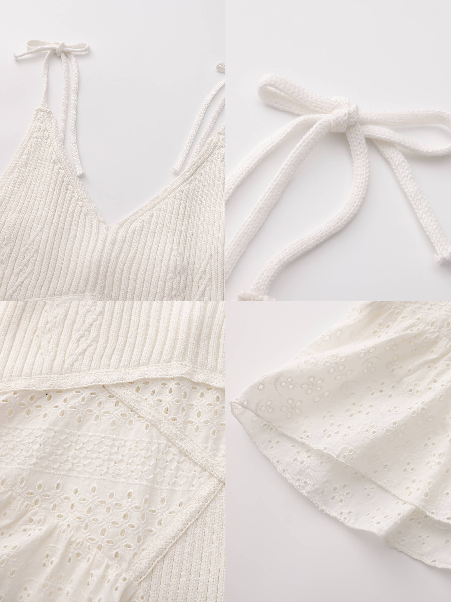 100% Cotton Lace-Detail Knitted Cami Top-11