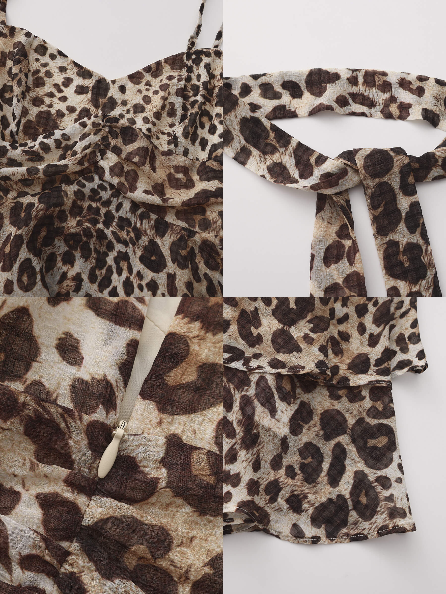 Leopard Print Cami Top with Scarf-10