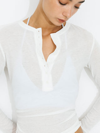 C by CUBIC Henley Neck Slim-Fit Long-Sleeve Top