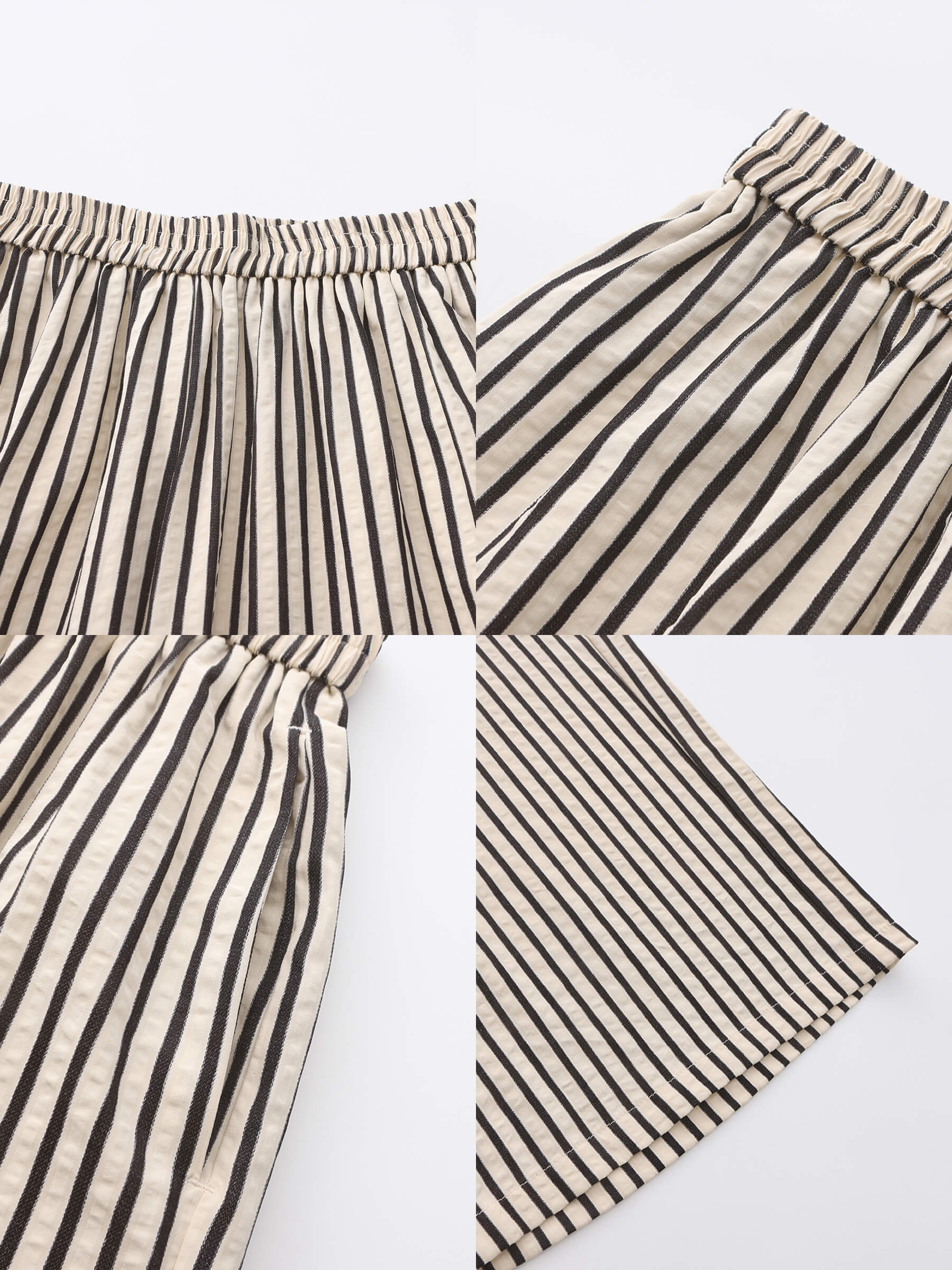 Elastic Waist Striped Straight Trousers-10