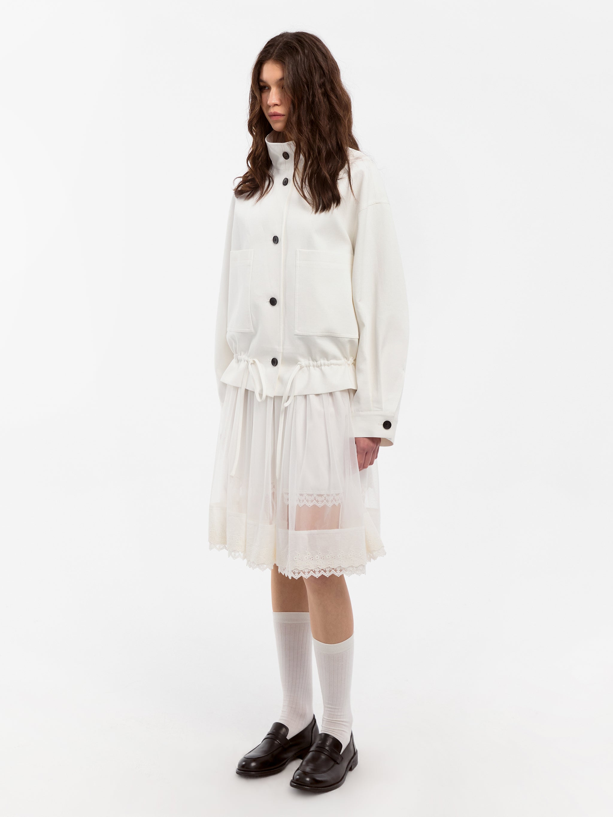 CUBIC Lyocell Drawstring Short Trench Coat-10