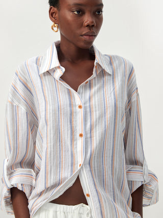 CUBIC Cotton-Blend Striped Oversized Shirt