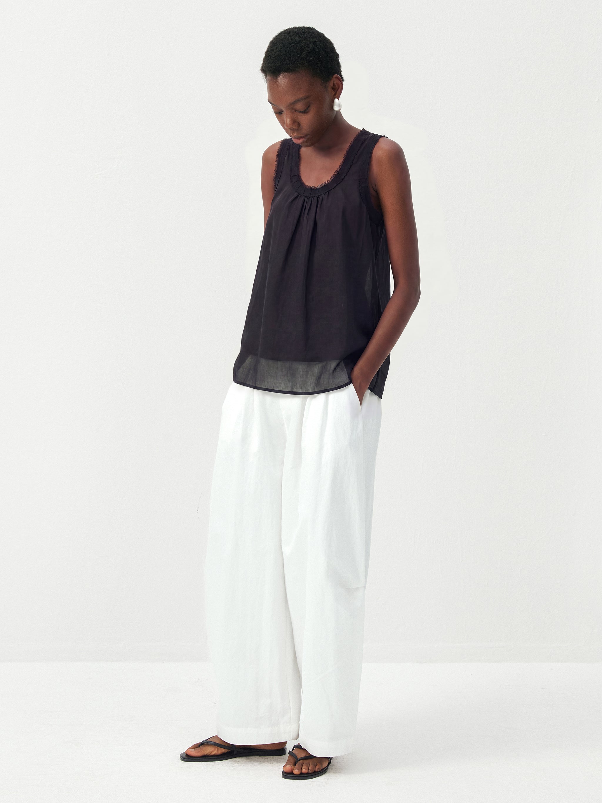 CUBIC Lace Trim Scoop Neck Sleeveless Top-10