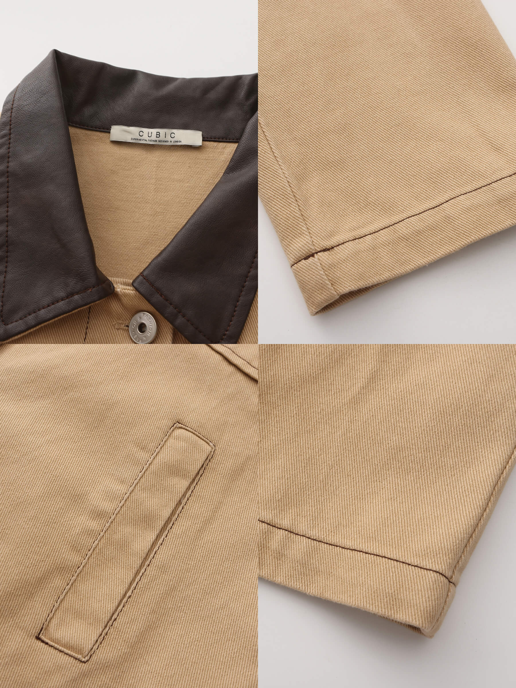 Cotton Loose Lapel Jacket with Asymmetric Pockets-10