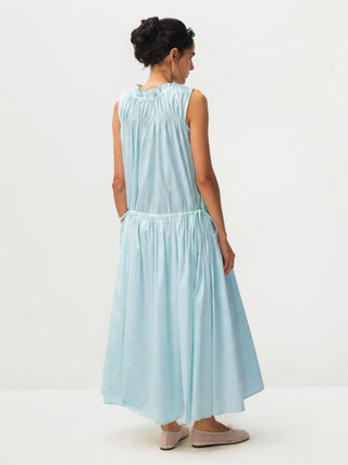 CUBIC 100% Cotton Sleeveless Gathered Waist Maxi Dress