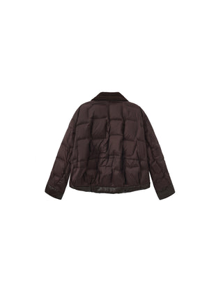 Corduroy Collar Convertible Leather Down Jacket
