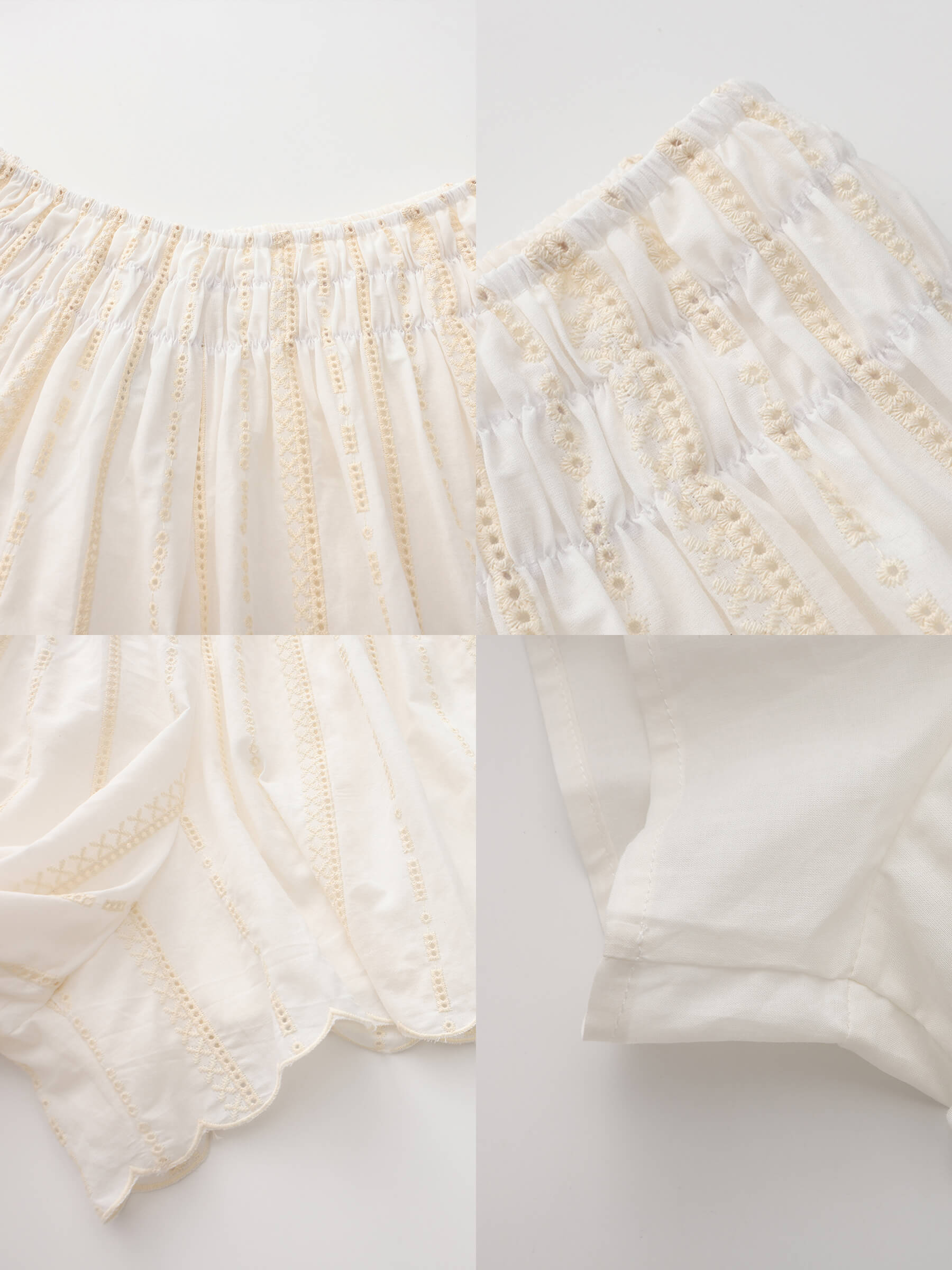 100% Cotton Lace-Trim Elasticated Mini Skirt-9
