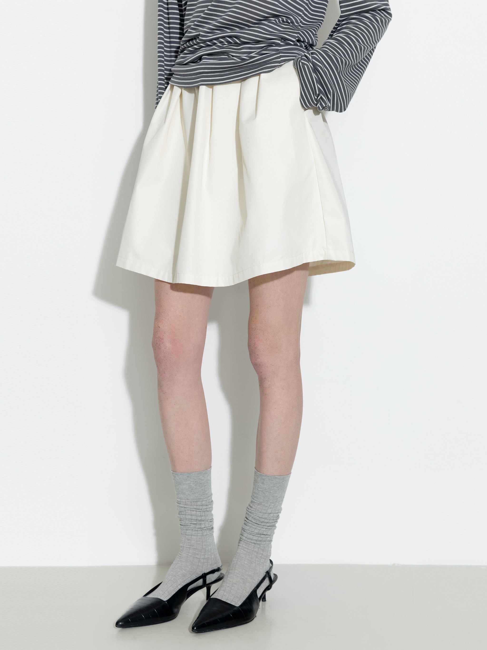 A-line Skirt with Cotton blend-3