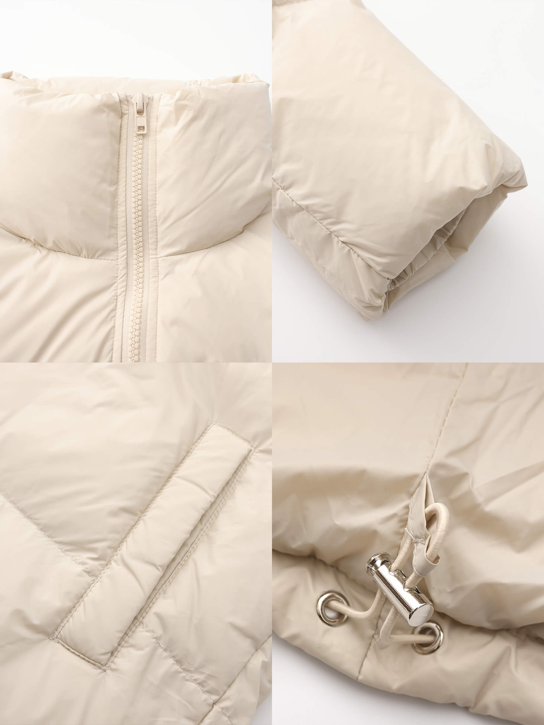 Long High Neck Zip Up Cocoon Down Coat-9
