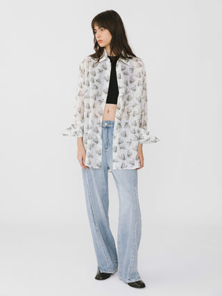 Loose Printed Sheer Shirt