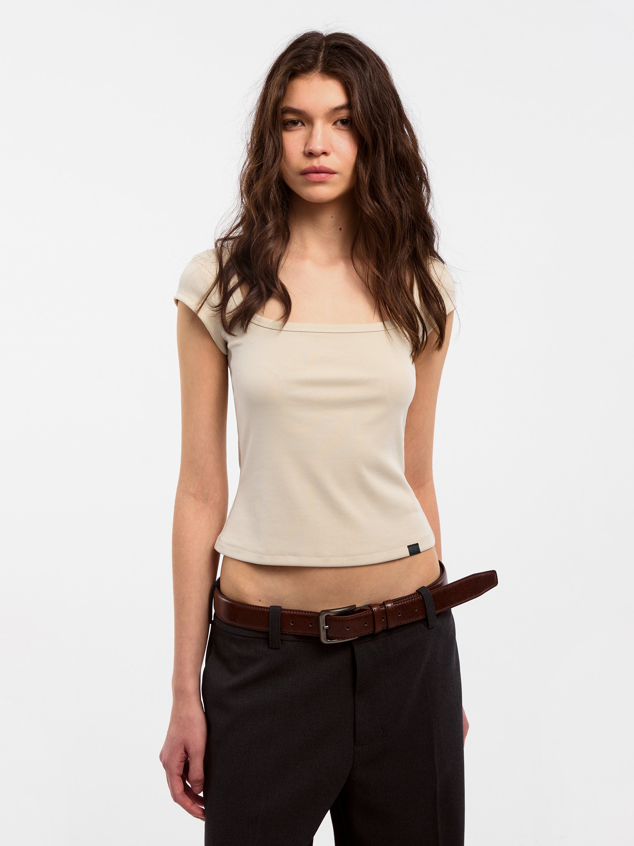 CUBIC Modal Square Neck Short-sleeved T-shirt-10