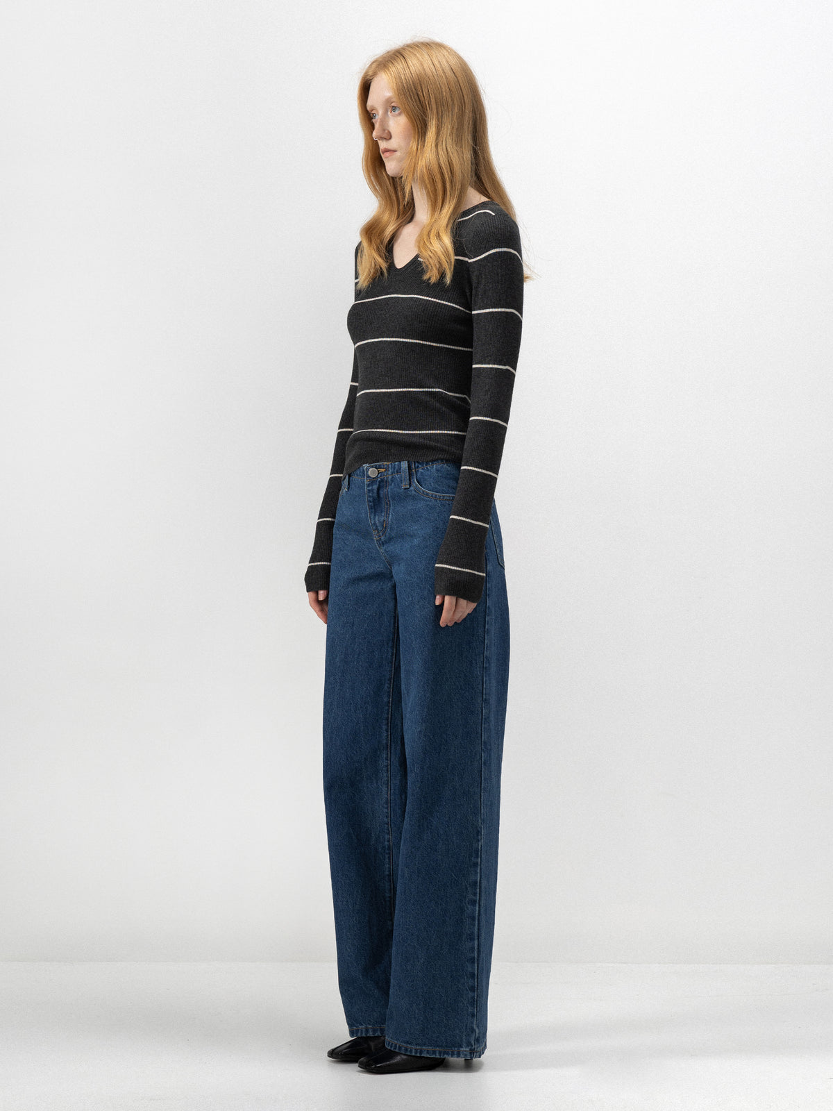 CUBIC Striped Scoop-Neck Fitted Top-10