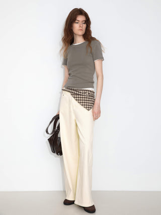 High-Waisted Wide-Leg Straight Jeans