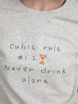 Cropped Letter Embroidered T-shirt