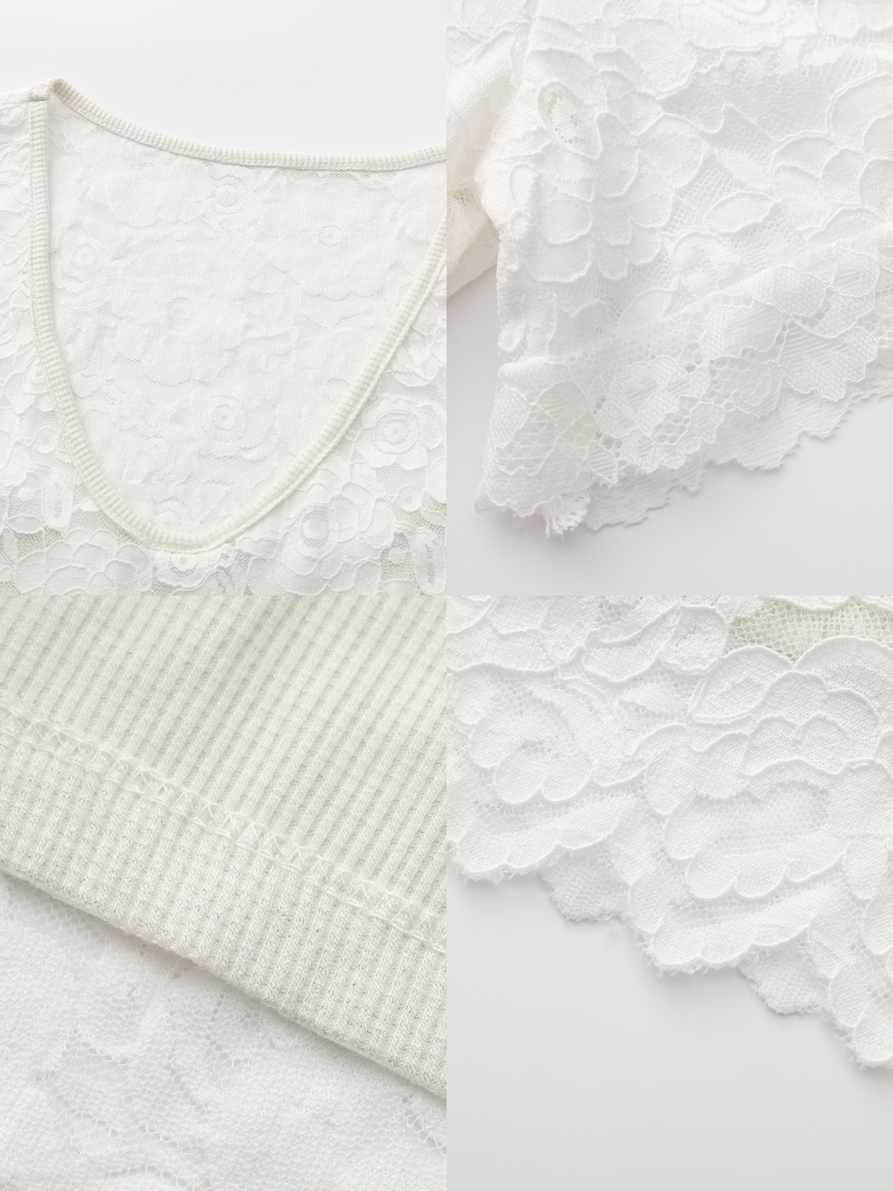 V-Neck Lace Short-Sleeve T-Shirt-9