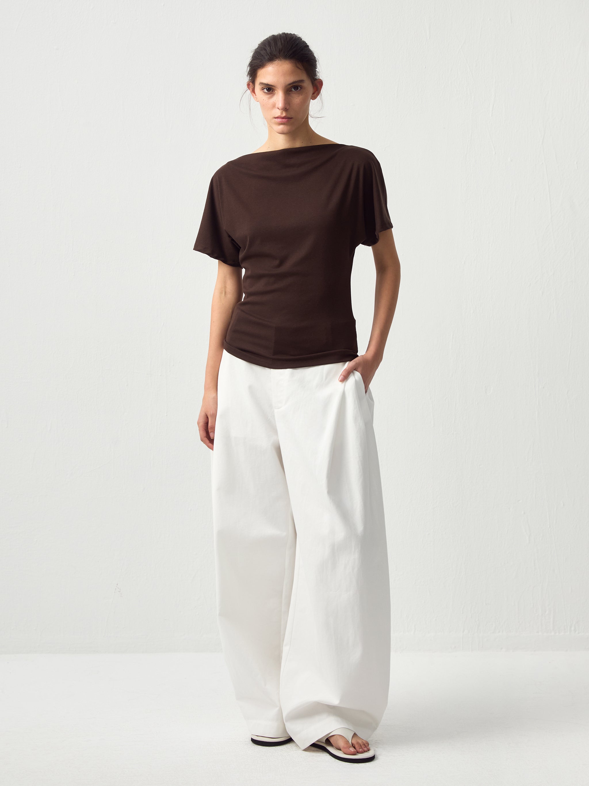 CUBIC Lyocell Blend Off-Shoulder Fitted Top-9