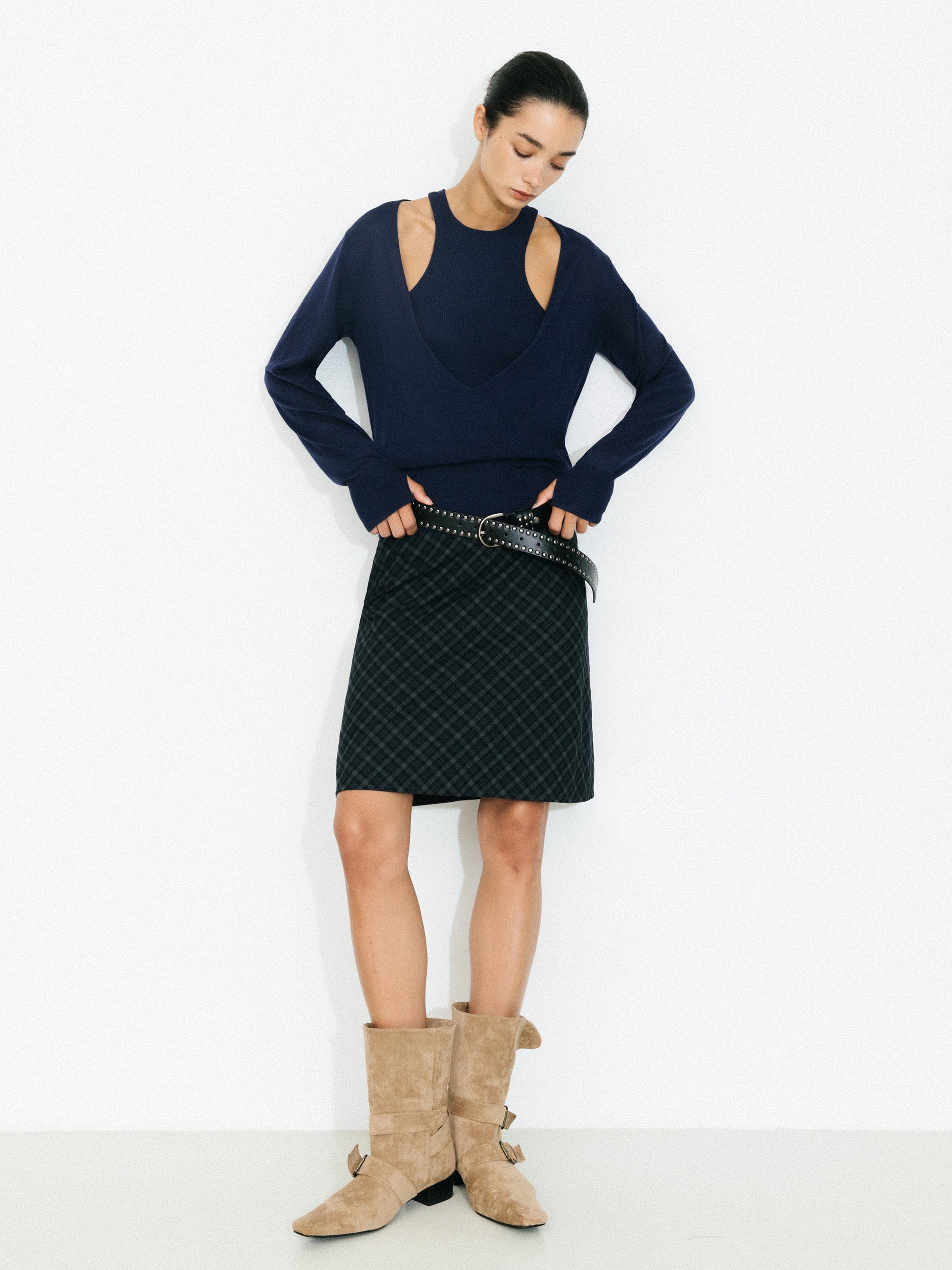 Knit Cardigan and Vest Two-Piece Set-10