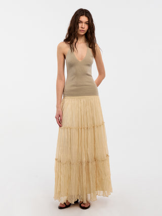 CUBIC Pleated and Gathered Design Tulle Skirt