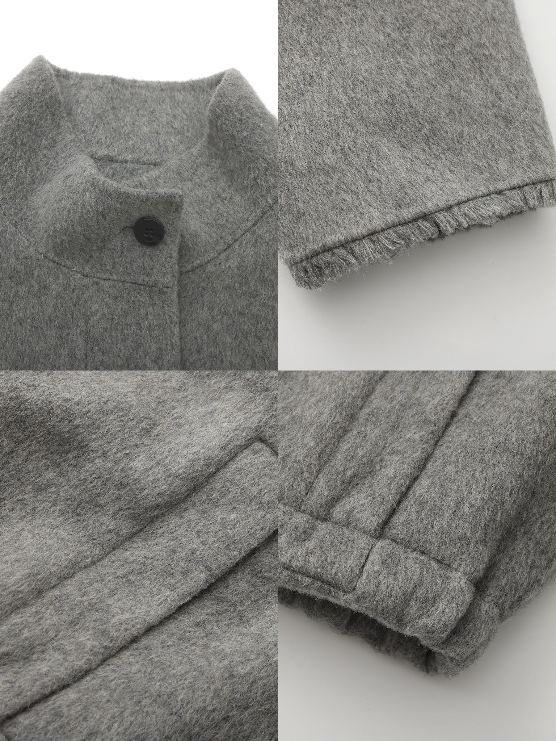 Cocoon Zip-Up Jacket with Raw Edge Cuffs-9