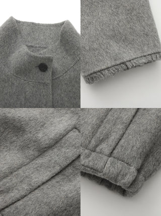 Cocoon Zip-Up Jacket with Raw Edge Cuffs