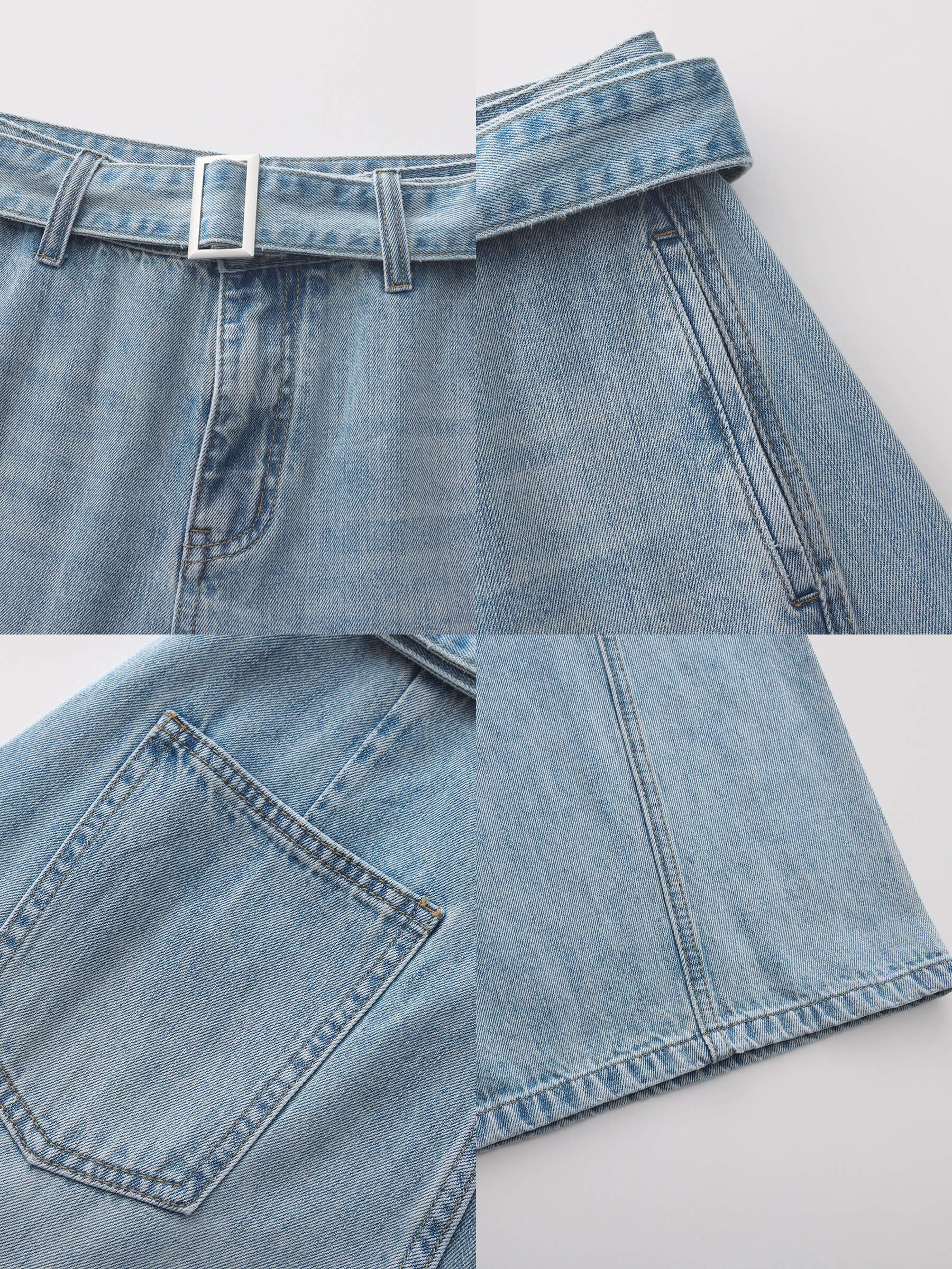 Wide-Leg Straight Jeans with Belt-10