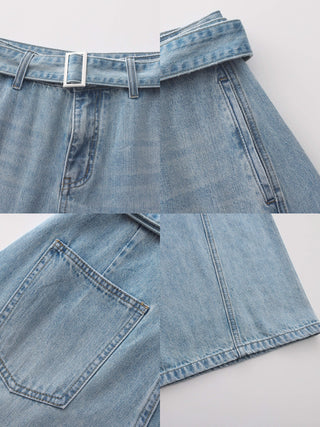 Wide-Leg Straight Jeans with Belt