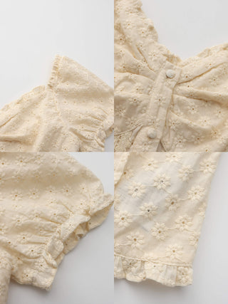 Embroidered Lace Puff Sleeve T-Shirt