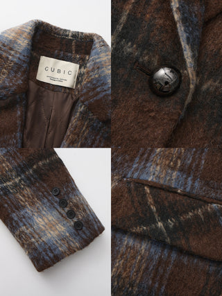 Vintage Plaid Longline Blazer Coat