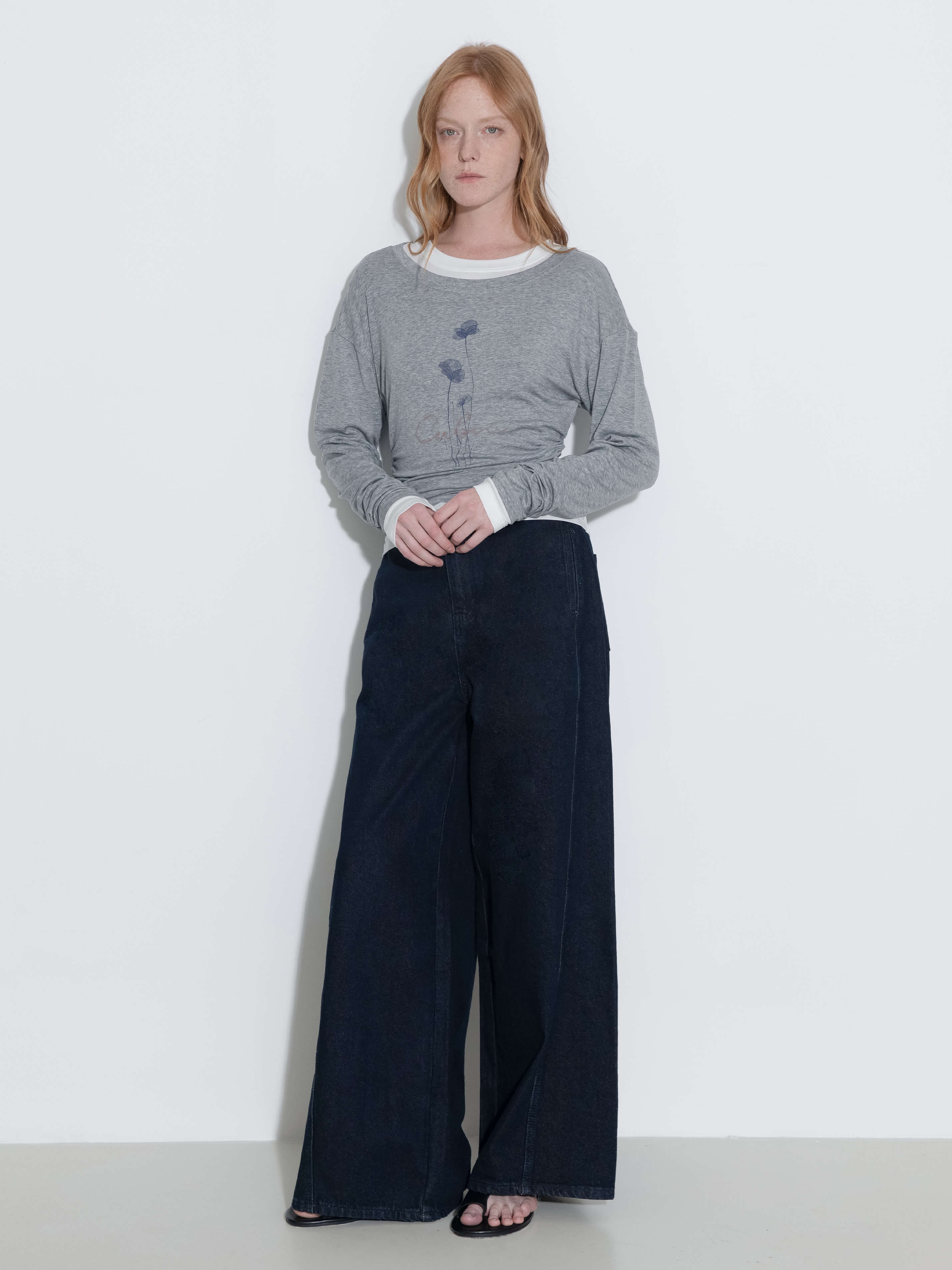 Straight Wide Leg Denim Jeans-11