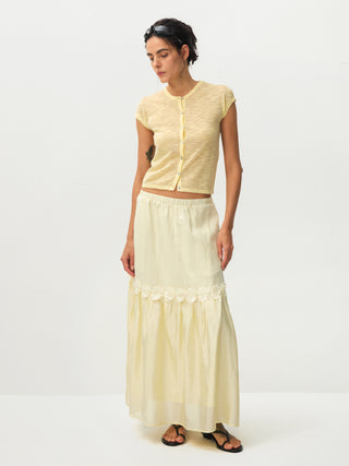 CUBIC Floral Appliqué Tiered Maxi Skirt