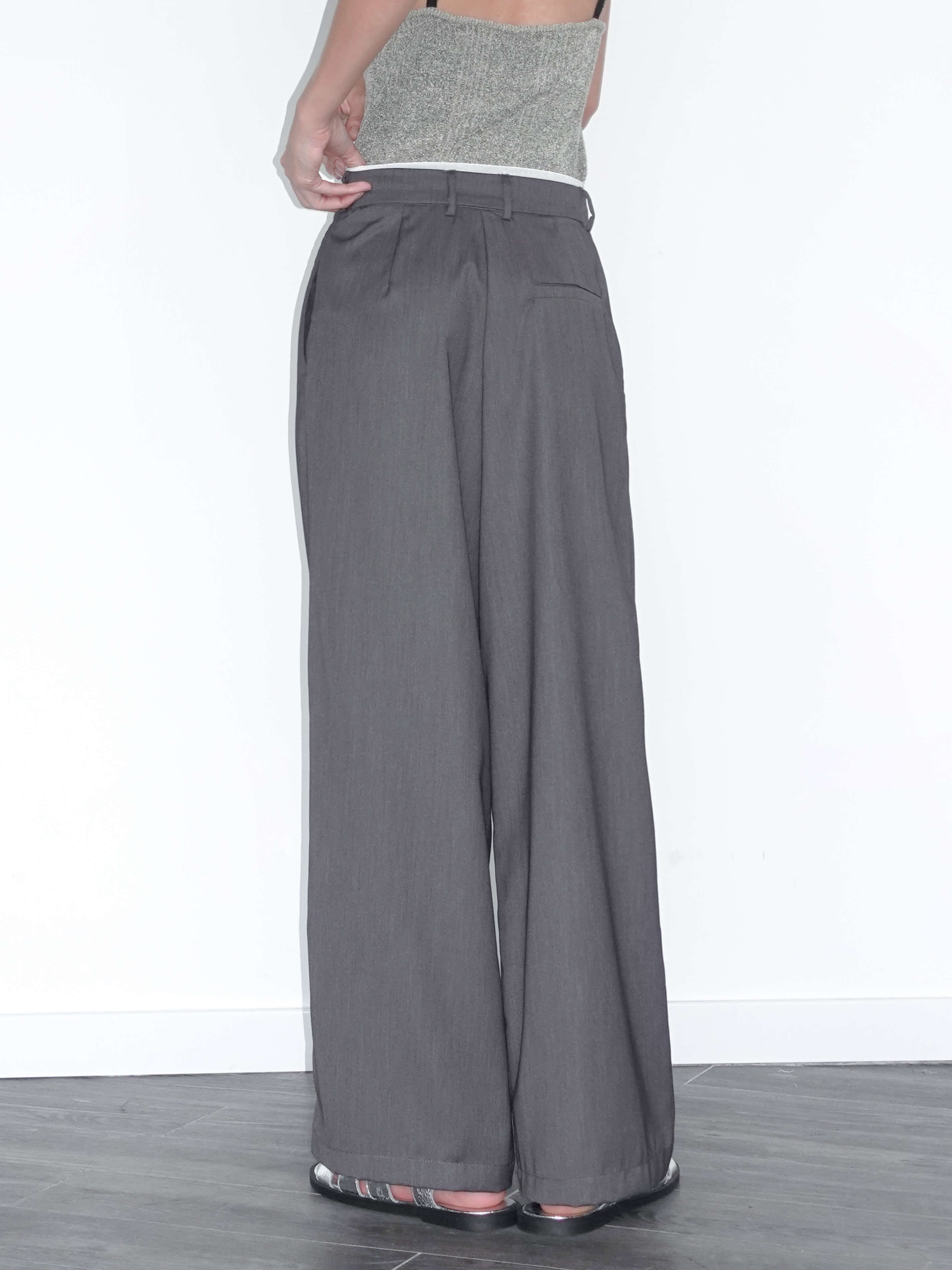 Slim Wide Leg Straight Casual Trousers-11