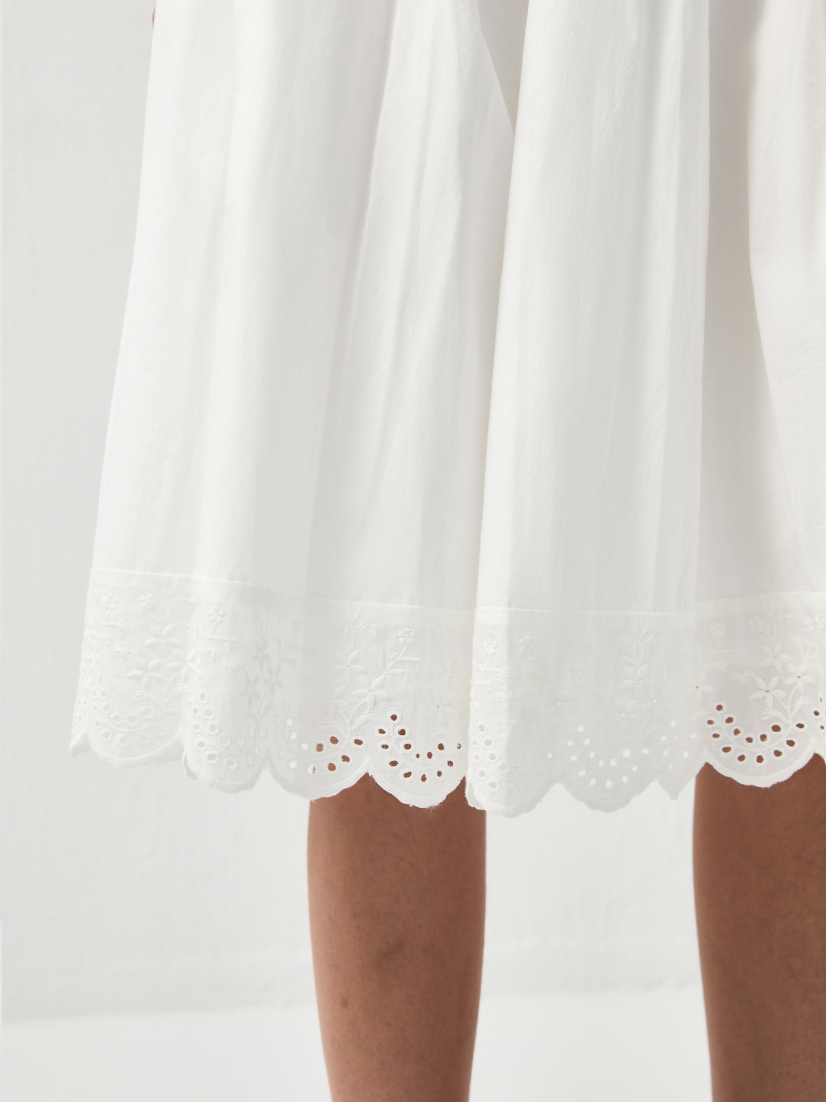 Embroidered A-Line Cotton Midi Skirt-10