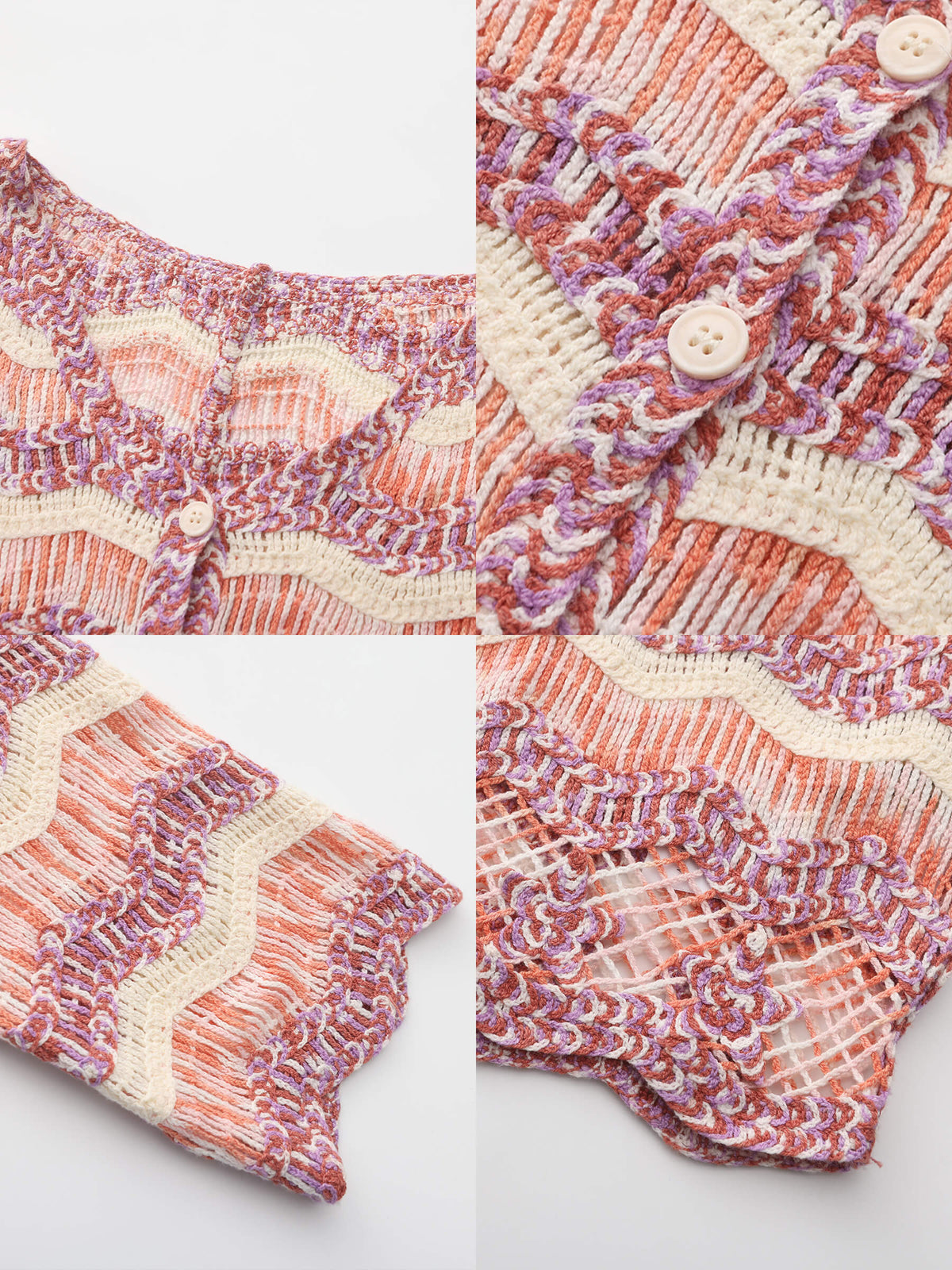 Hollow Jacquard Knitted Cardigan-10
