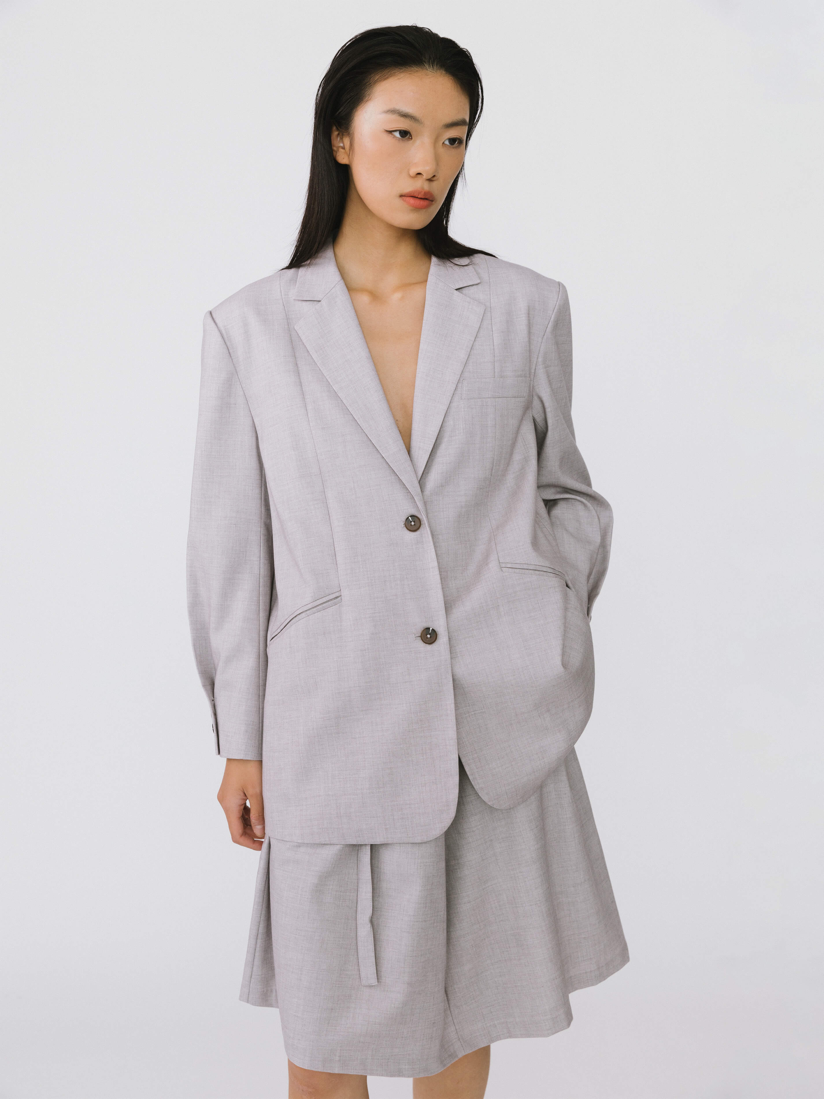 A-line Round Skirt with Wool Blend-10
