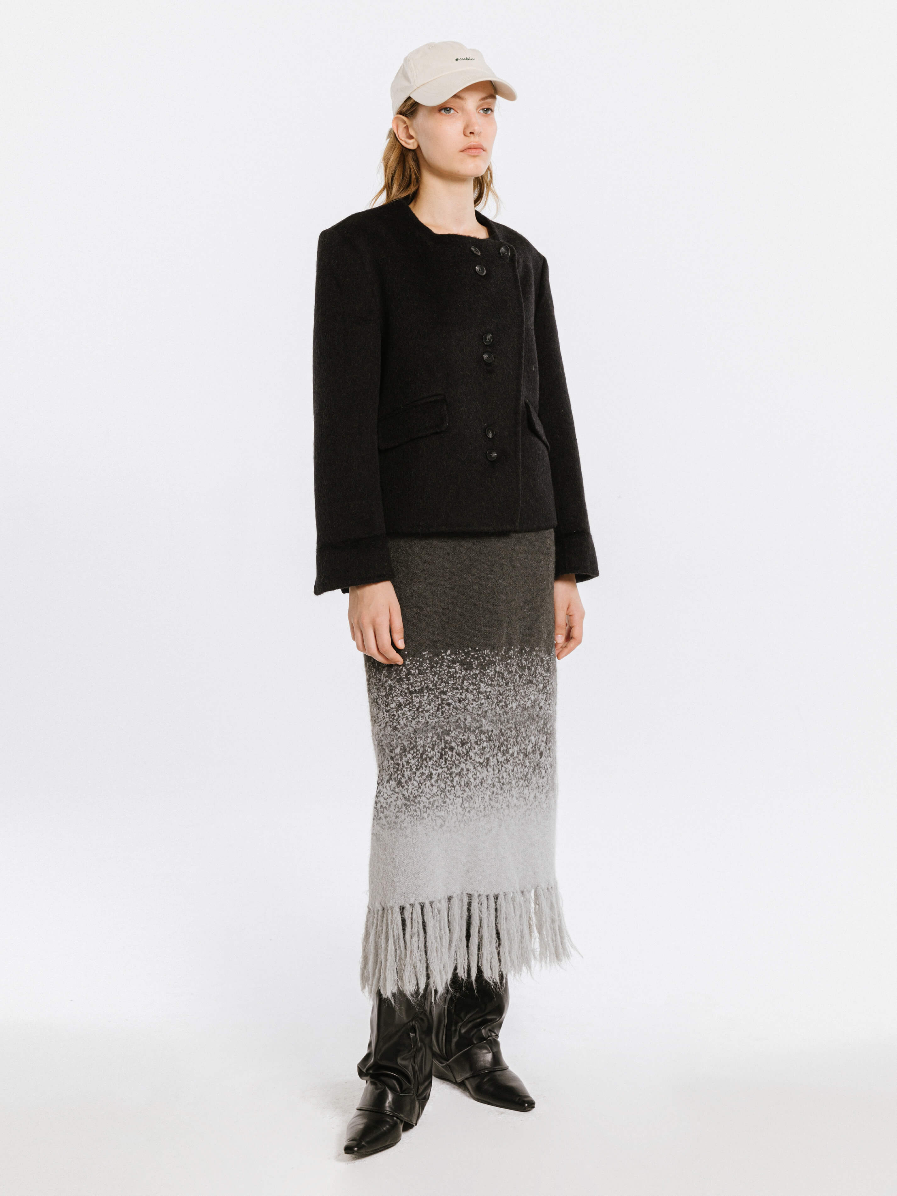 Gradient Knitted Maxi Dress with Wool Blend-10