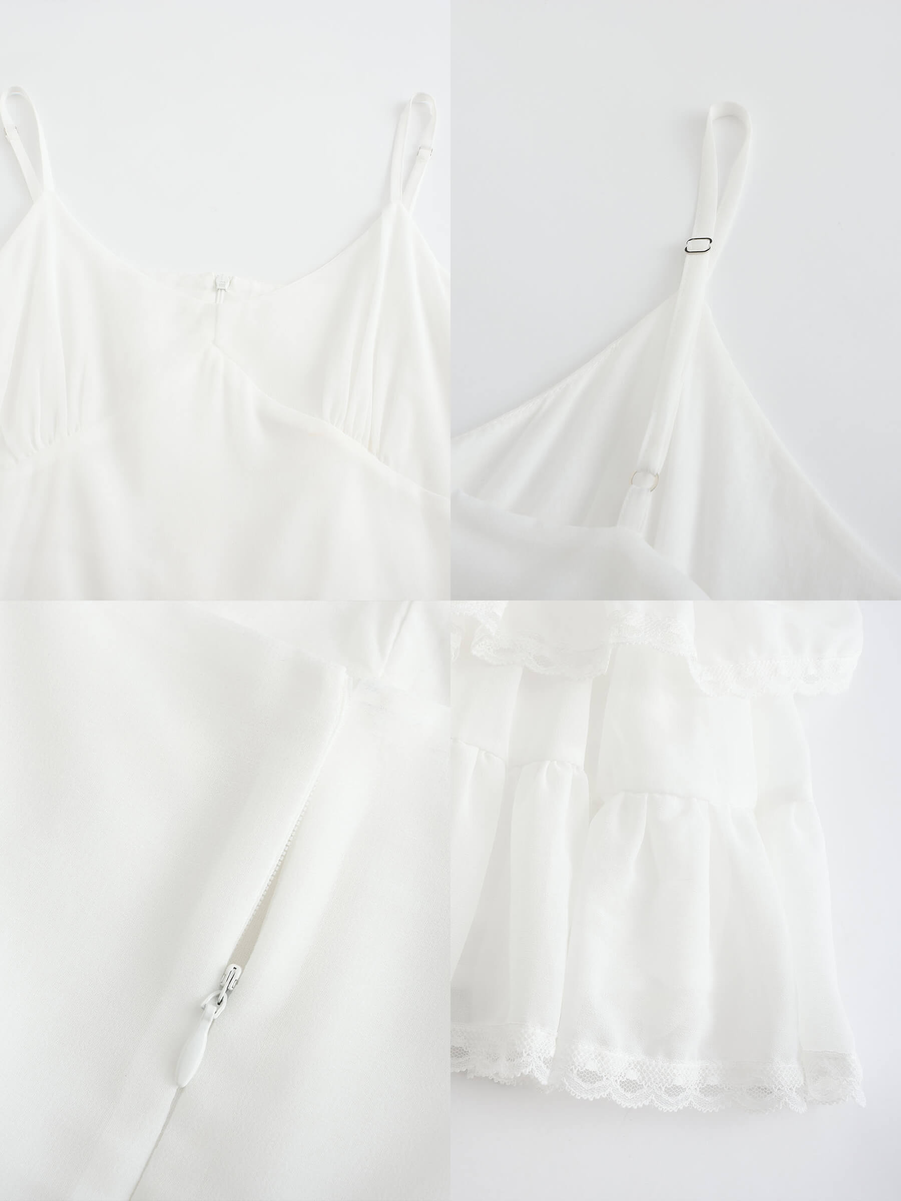 White Lace Tiered Short Dress-9